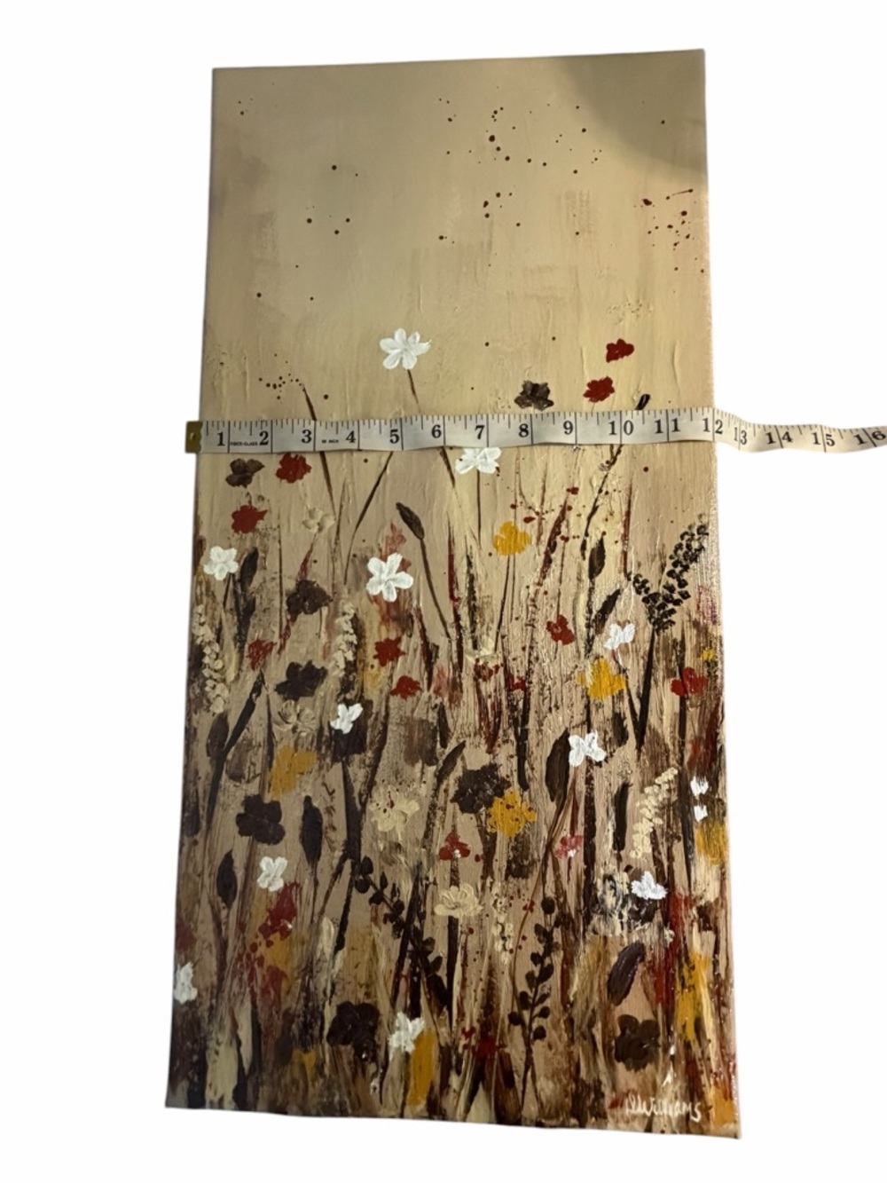 Original Artwork Acrylic’s On Canvas Neutral Floral Meadow Wall Art 12x24" - Picture 14 of 15